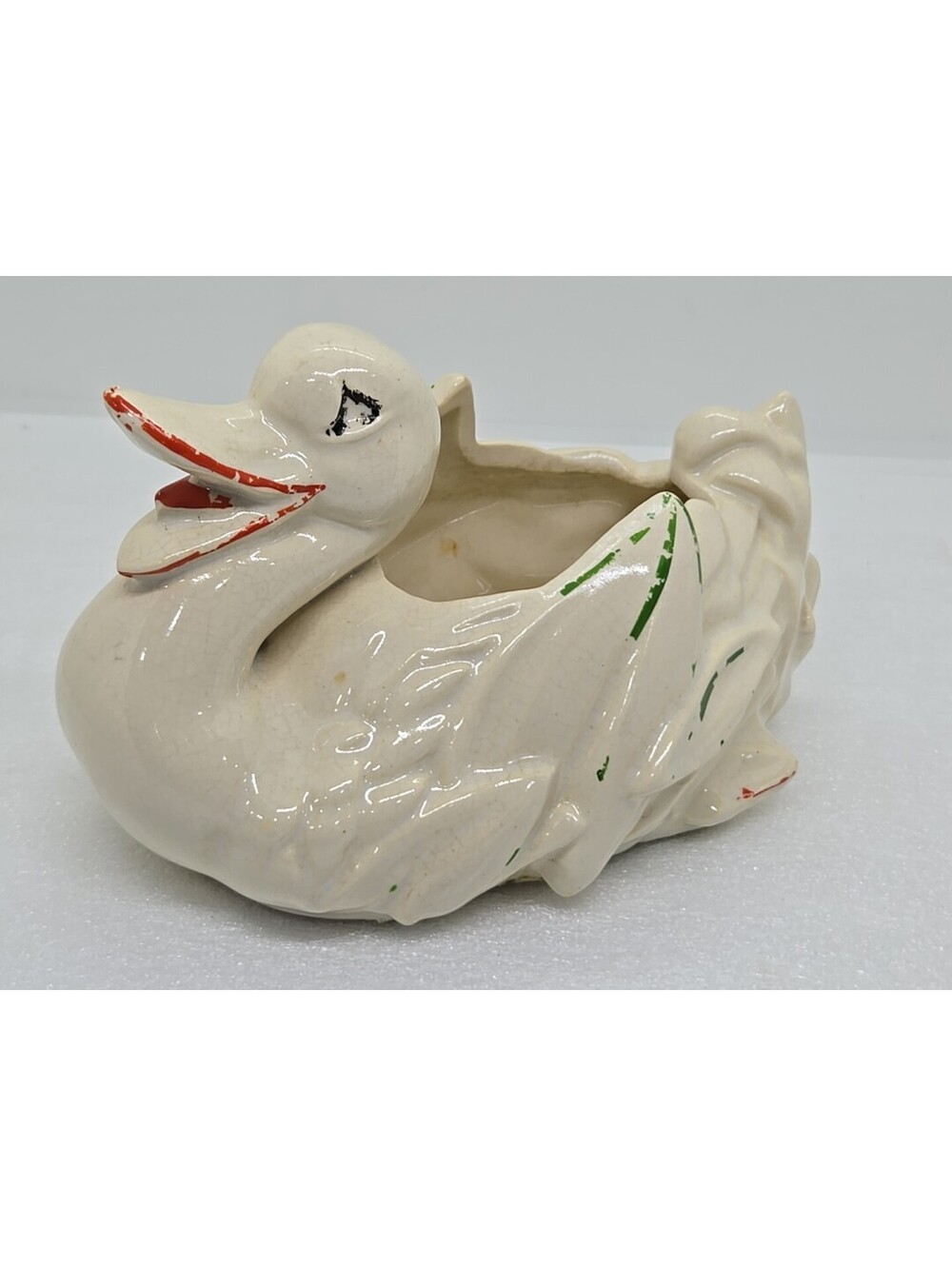 Vintage McCoy White Duck Ceramic Planter 1950s -READ